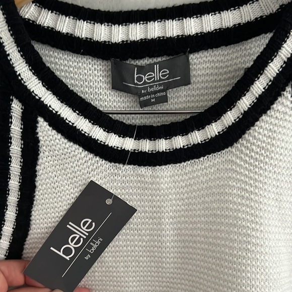 Belle White knitted contrasting high neck tank top, Size M. NWT - Picture 2 of 6